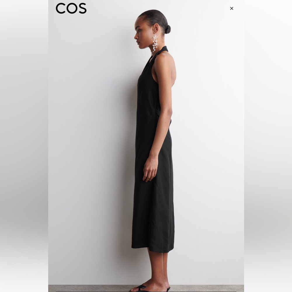 COS TWISTED LINEN-BLEND HALTERNECK DRESS NWT size 2 - Picture 2 of 7